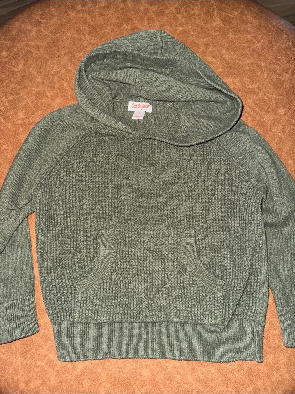 Cat & Jack Boys 4T Olive Green Knit Hooded Pullover